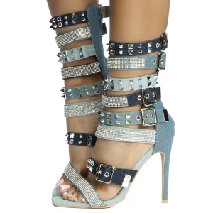Trace Rhinestone Studded Strappy Heel