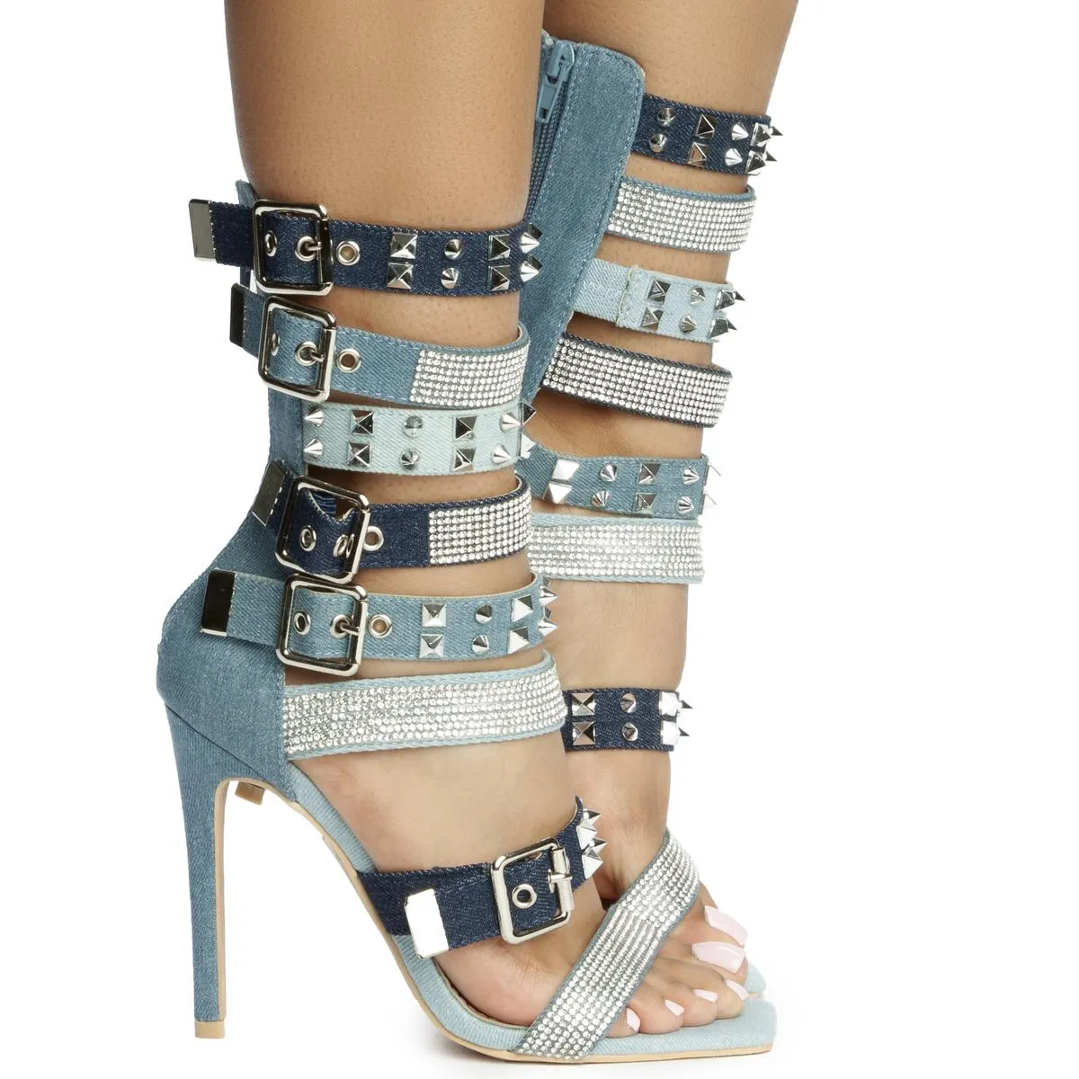 Trace Rhinestone Studded Strappy Heel