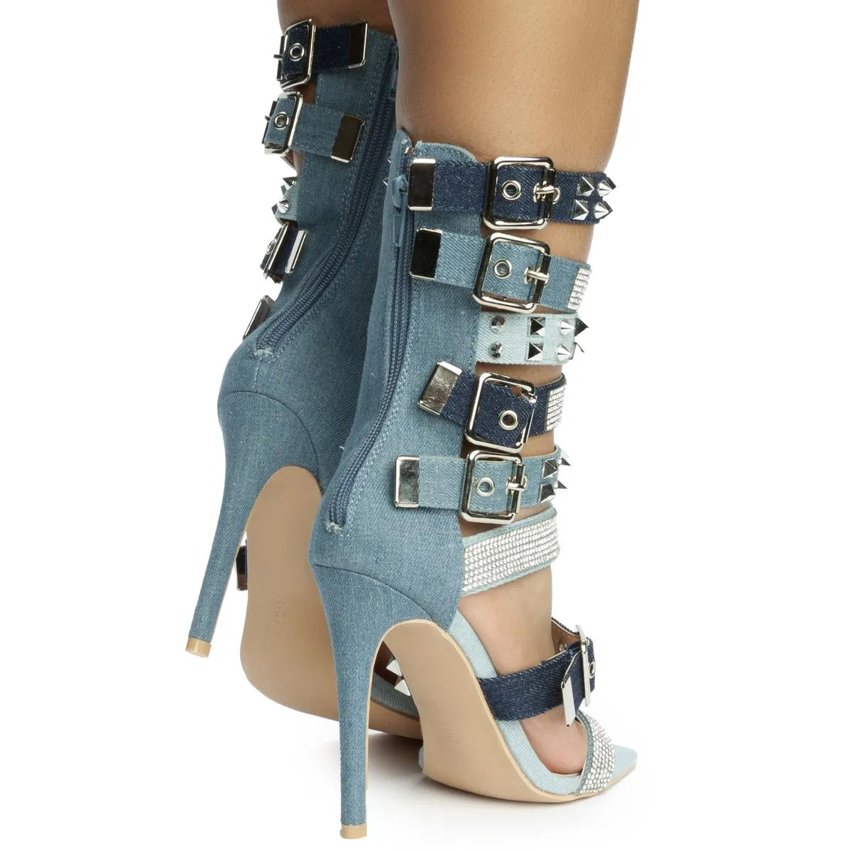 Trace Rhinestone Studded Strappy Heel