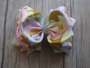 Unicorn 8in Bow w/Rhinestone Center