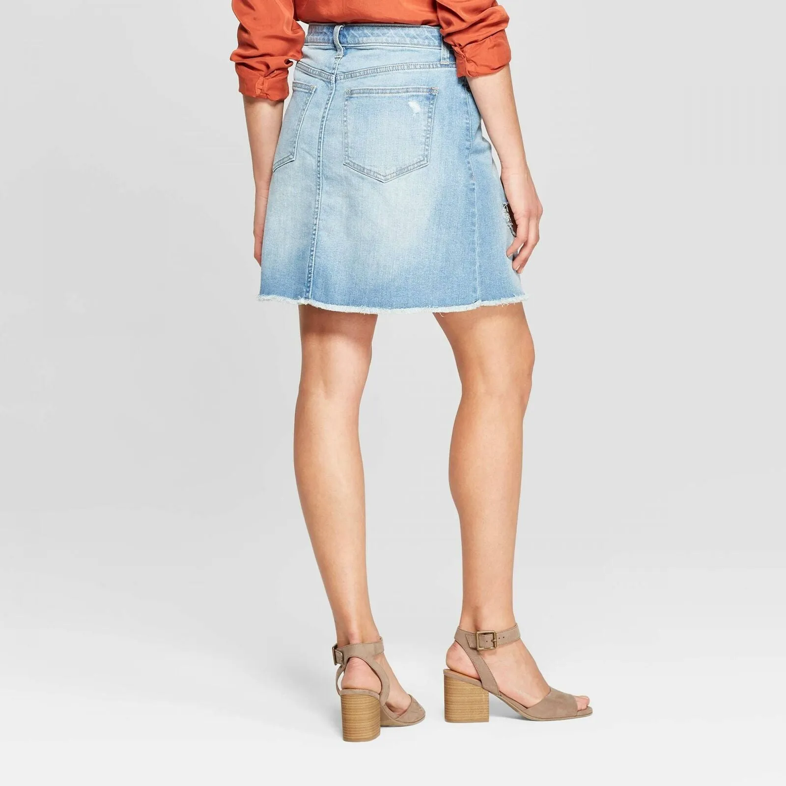 Universal Thread Women's Destructed Denim Mini Skirt