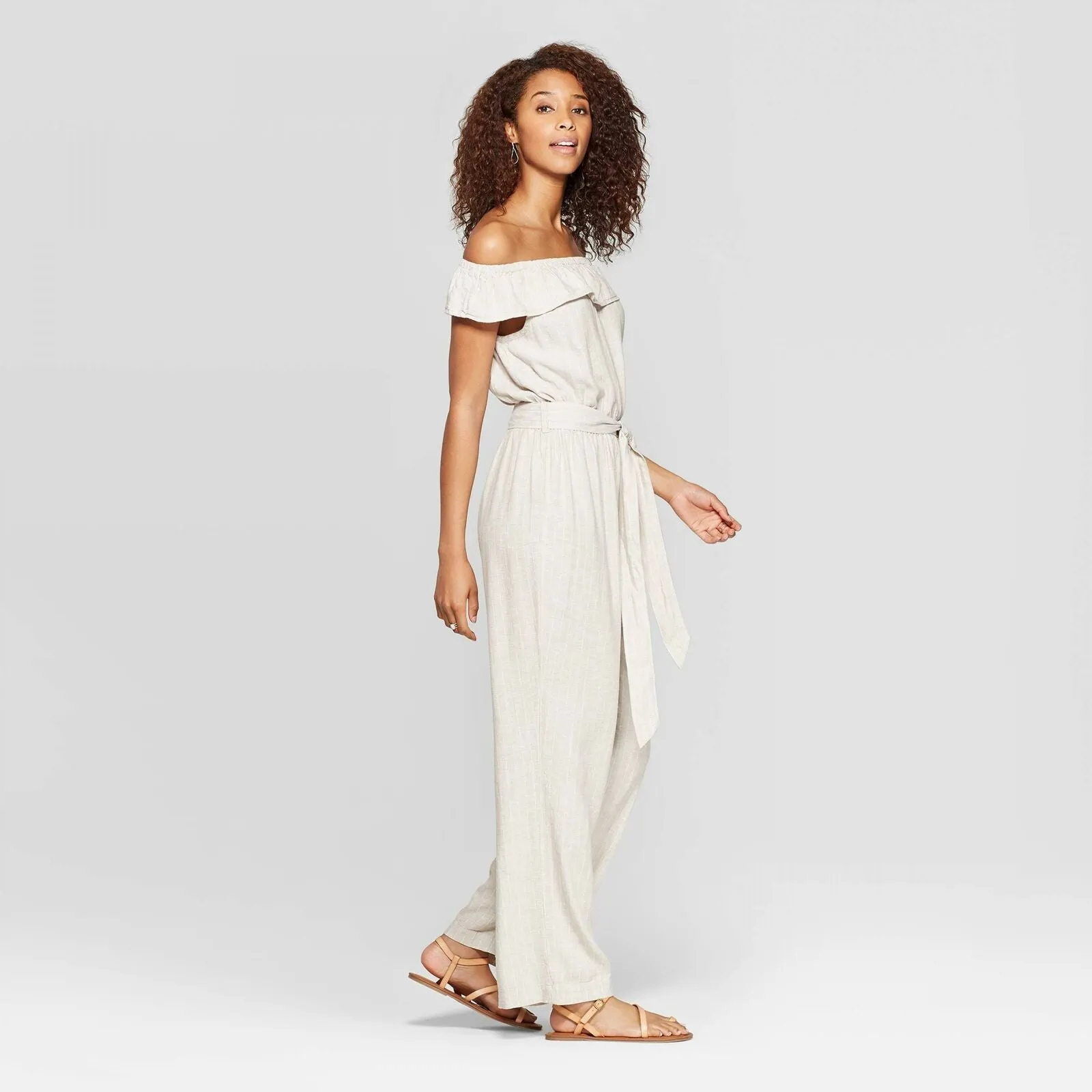 Universal Thread Women's Off Shoulder Mini Cap Sleeve Wide Leg Jumpsuit