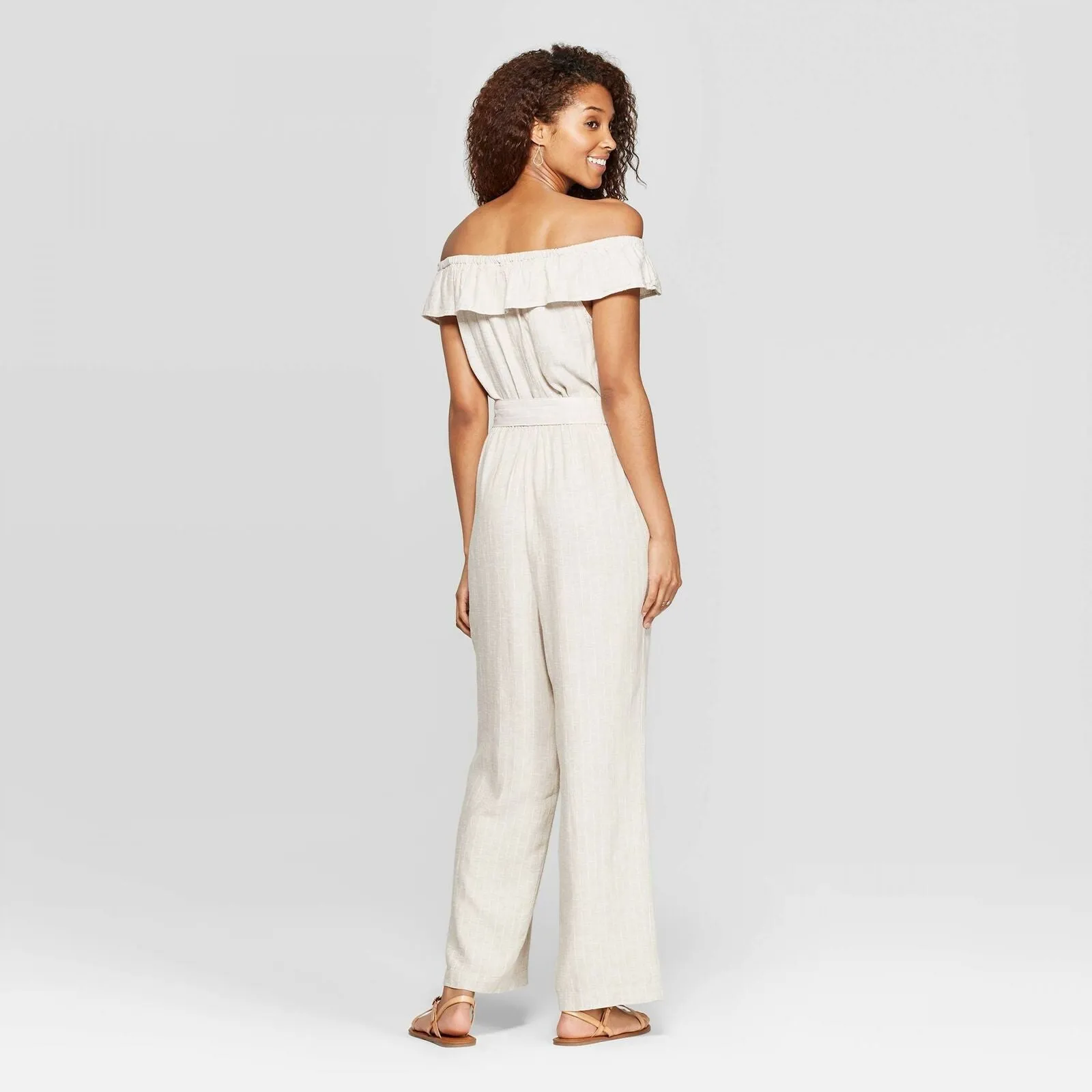 Universal Thread Women's Off the Shoulder Mini Cap Sleeve Wide Leg Jumpsuit