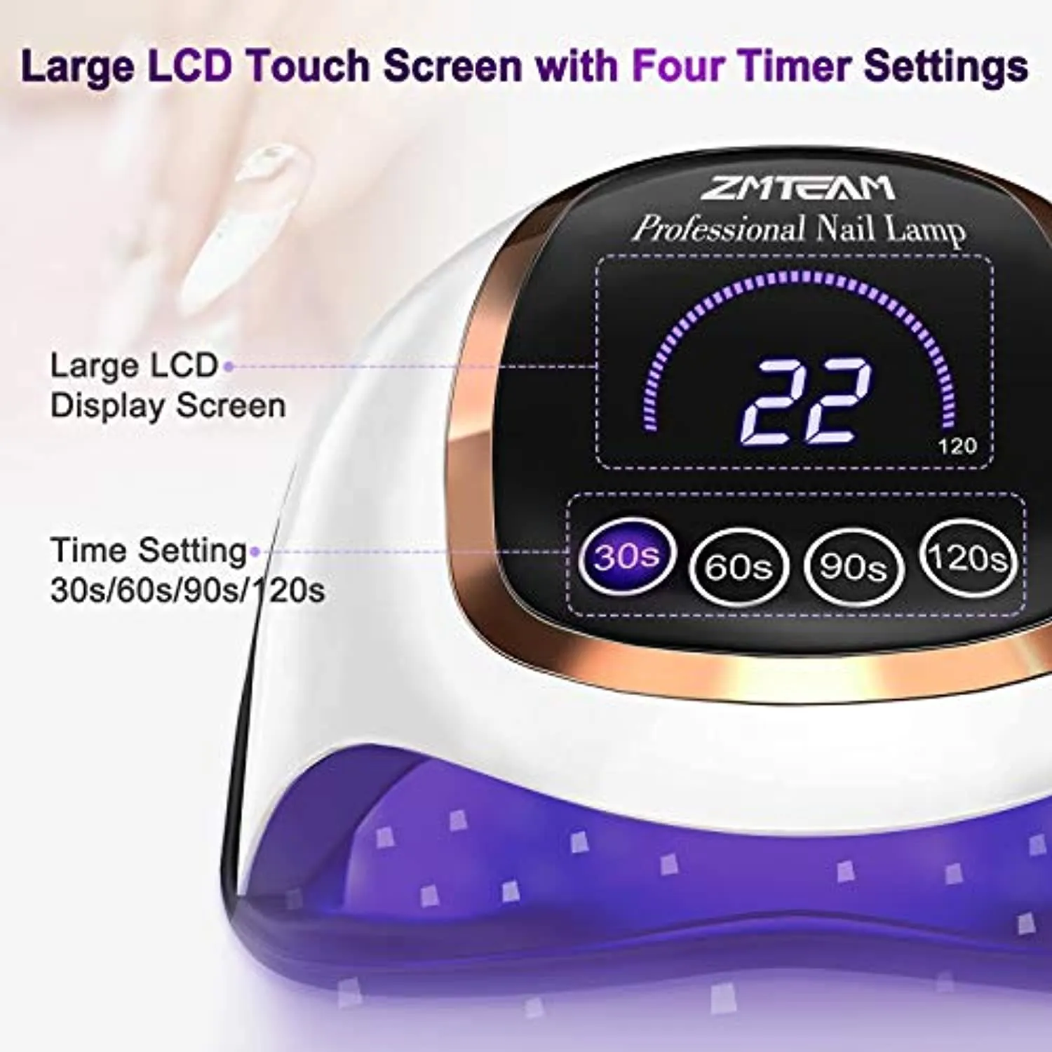 UV Led Nail Lamp ,ZMteam 168W Nail Dryer Gel UV Light for Nails Fast Drying ,Gel Nail Polish Curing Lamp Professional with 4 Timer Smart Sensor and LCD Display,Gel Manicure Kit with UV Light
