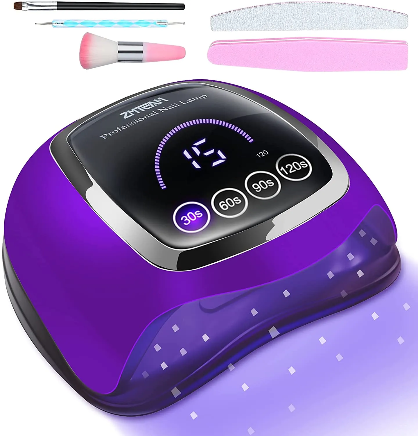 UV Led Nail Lamp ,ZMteam 168W Nail Dryer Gel UV Light for Nails Fast Drying ,Gel Nail Polish Curing Lamp Professional with 4 Timer Smart Sensor and LCD Display,Gel Manicure Kit with UV Light
