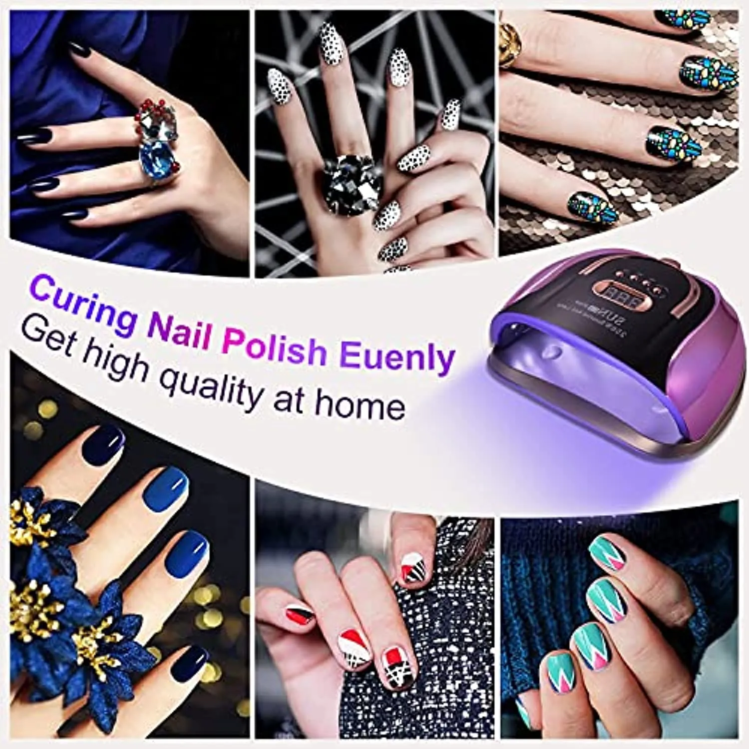 UV LED Nail Light, 256W High Power Nail Gel Light, 4 Timer Settings and Professional Manicure Nail Lamp with Automatic Sensor(Comes with 9 Free Gifts)