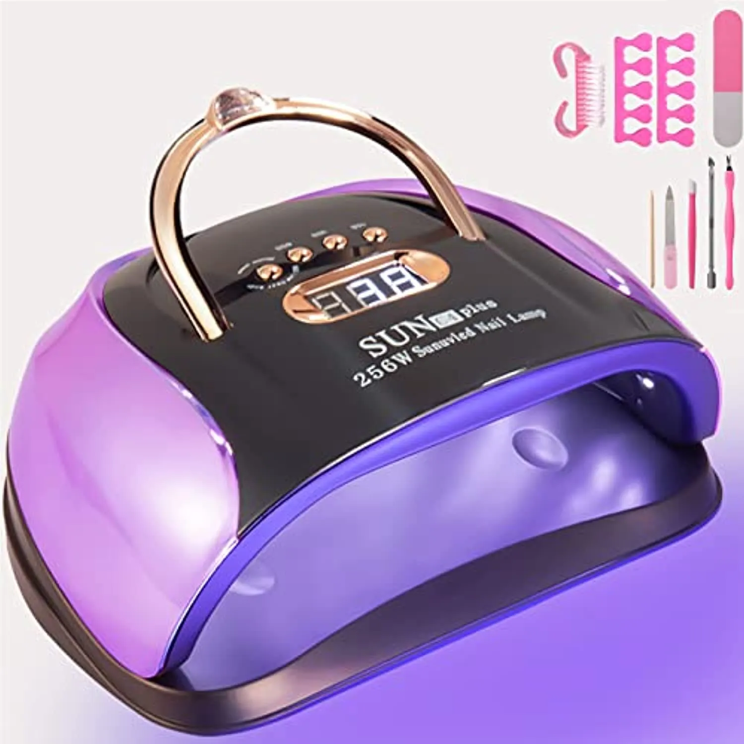UV LED Nail Light, 256W High Power Nail Gel Light, 4 Timer Settings and Professional Manicure Nail Lamp with Automatic Sensor(Comes with 9 Free Gifts)