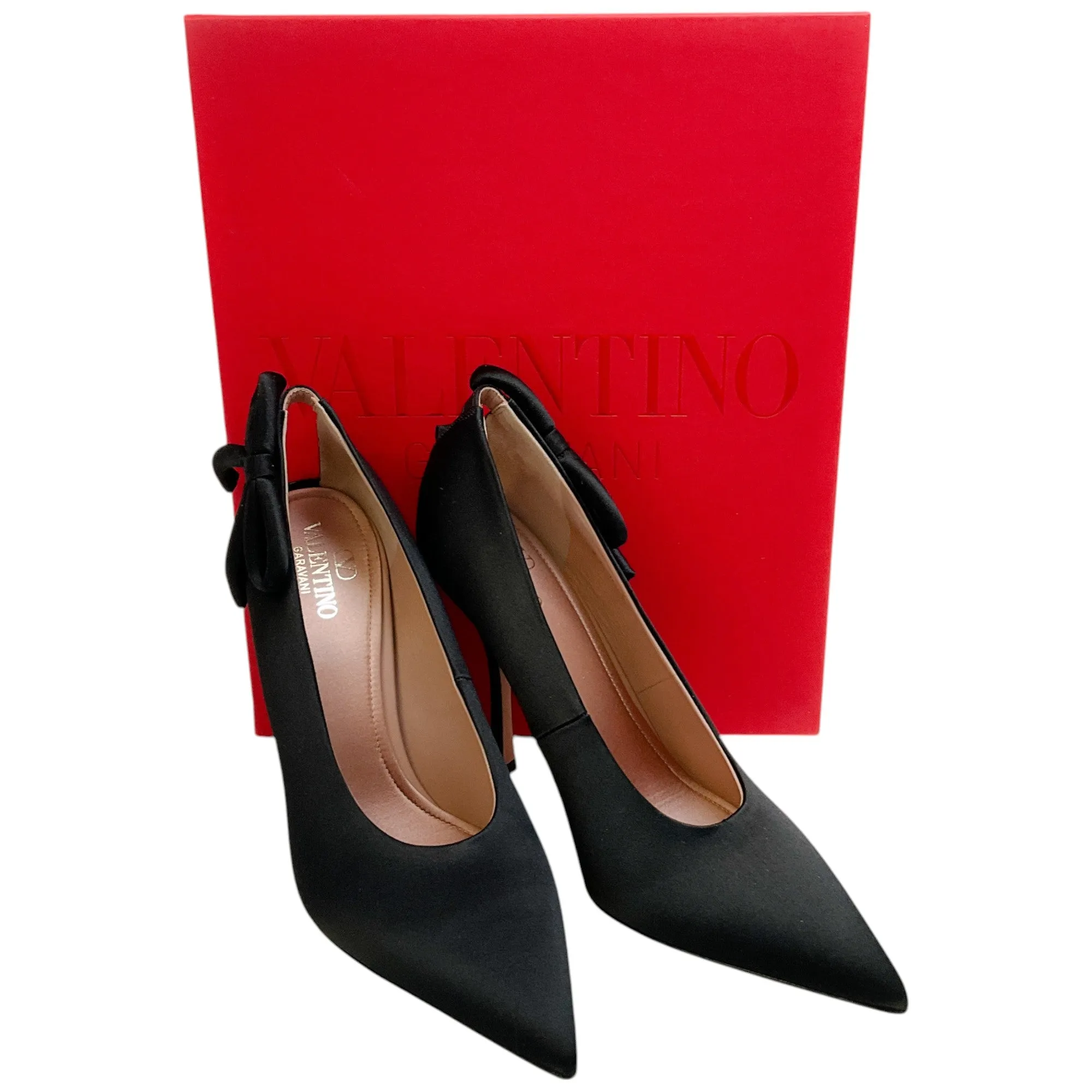Valentino Black Satin Nite Out Pumps