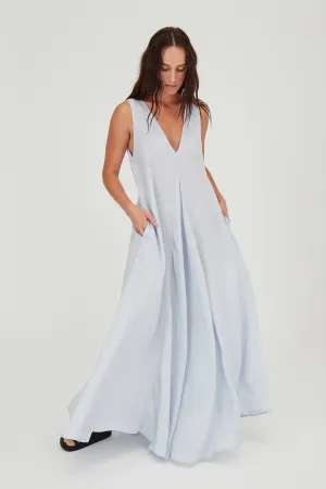 Venus Linen Maxi Dress Ice Blue
