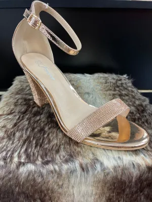 Victoria Rose Gold Rhinestone Heels