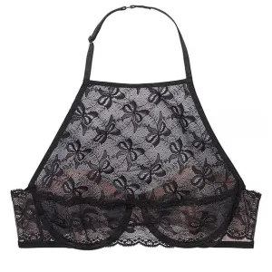 VICTORIA’S SECRET *NWT* Very Sexy Bow Lace High Neck Halter Bra Black 32D