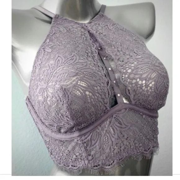 Victorias Secret Very Sexy Plunge Lace Halter High Neck Long Line Bra