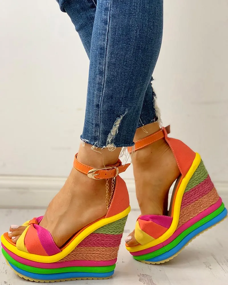 VilyVital™ Women’s Colorful Platform Sandals-Rainbow Gladiator Sandals