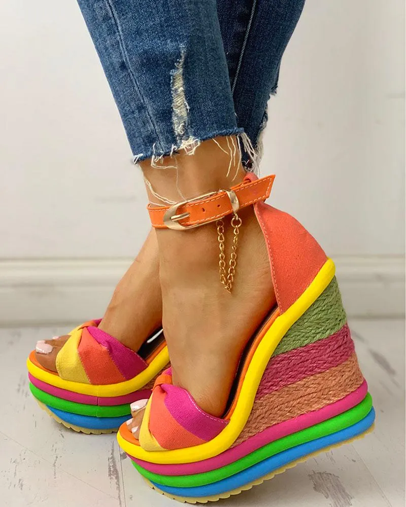 VilyVital™ Women’s Colorful Platform Sandals-Rainbow Gladiator Sandals
