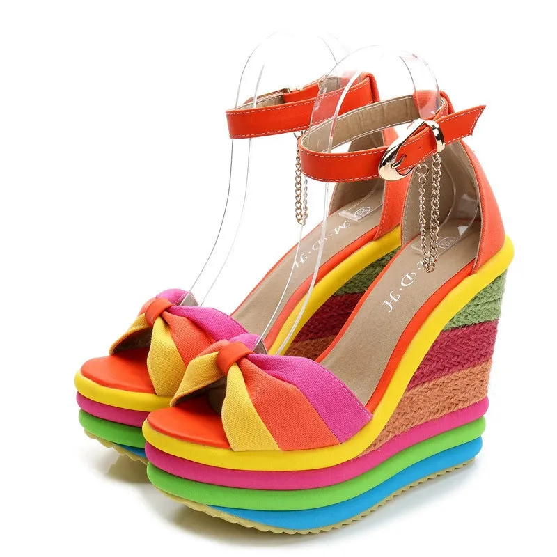 VilyVital™ Women’s Colorful Platform Sandals-Rainbow Gladiator Sandals