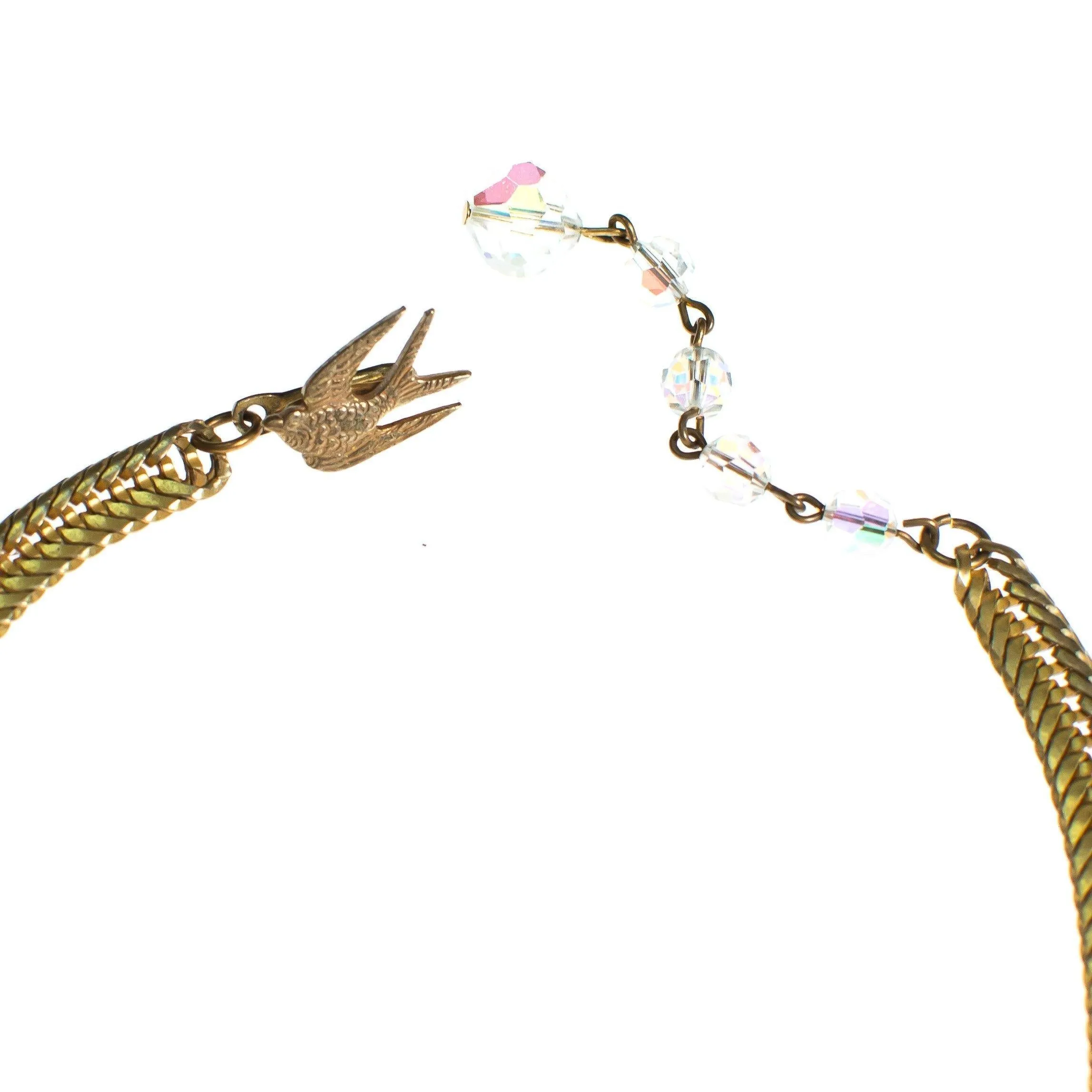 Vintage Looped Aurora Borealis Crystal Bead Bib Statement Necklace