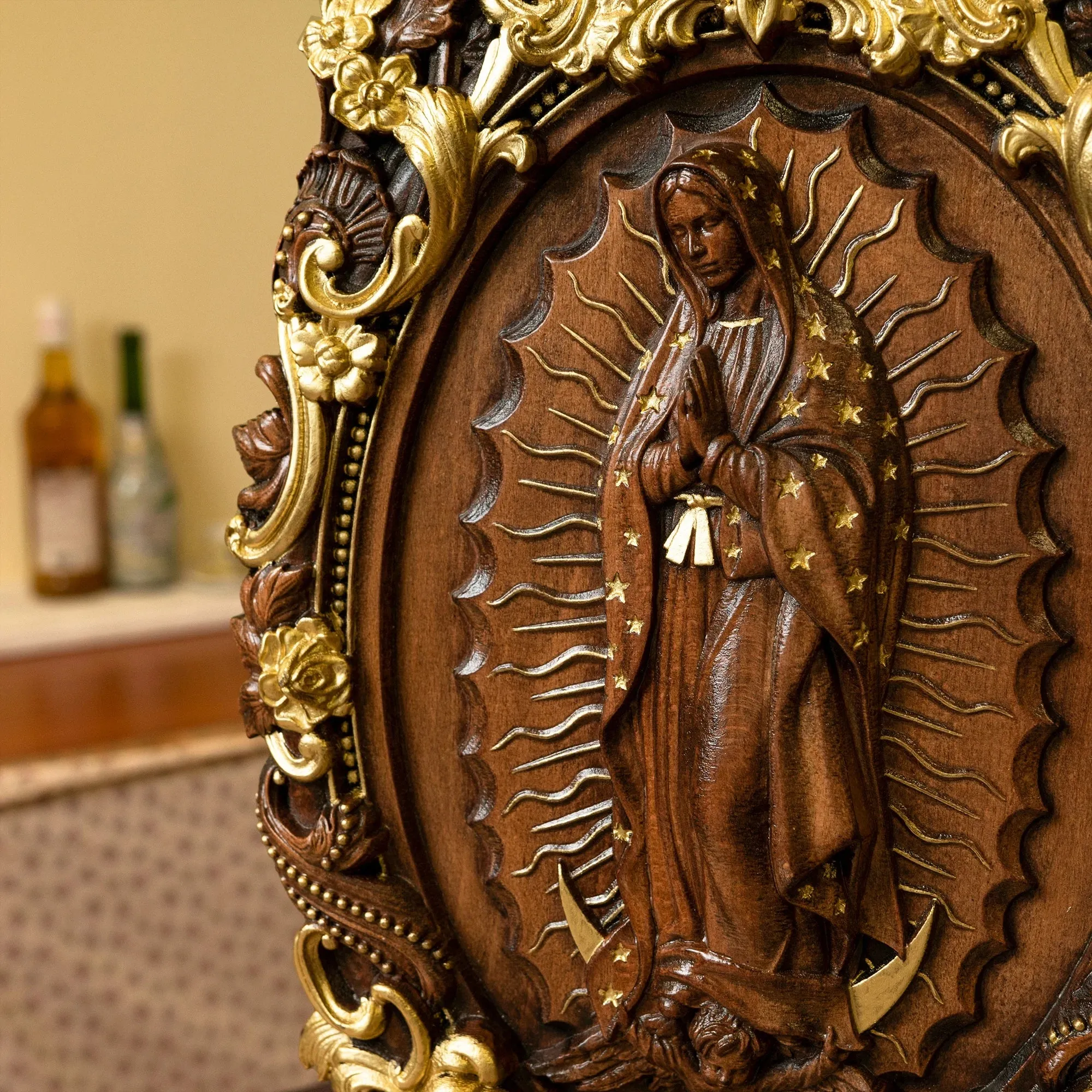Virgin Mary of Guadalupe Statue, Catholic Icon, Religious Figure, Madonna, Christian, Church, Wall Decor, Art