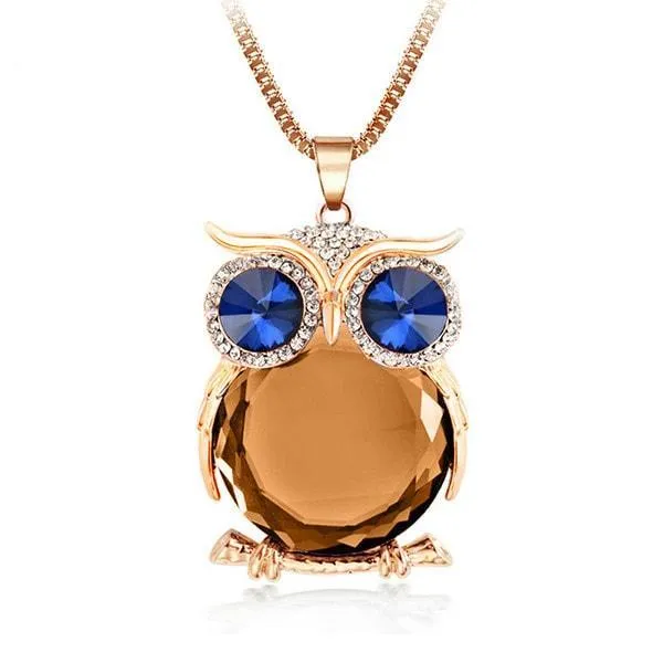 Vivy Owl - Rhinestone Crystal Owl Necklace
