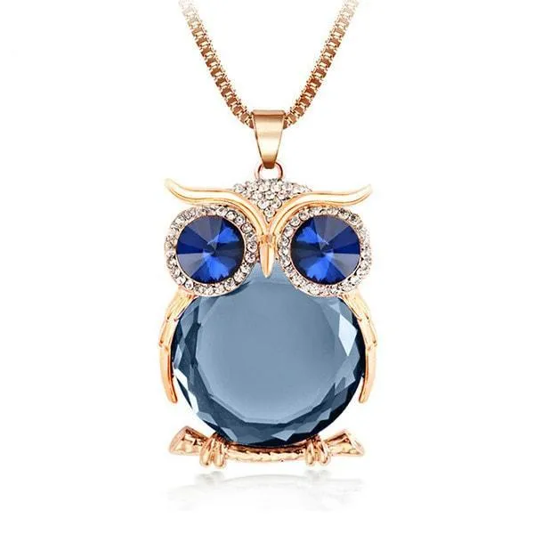 Vivy Owl - Rhinestone Crystal Owl Necklace