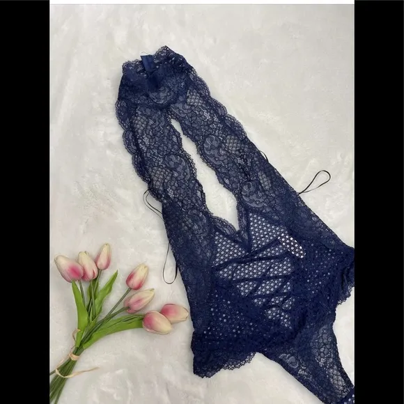 VS Very Sexy high neck fishnet lace up teddy lingerie  S/P