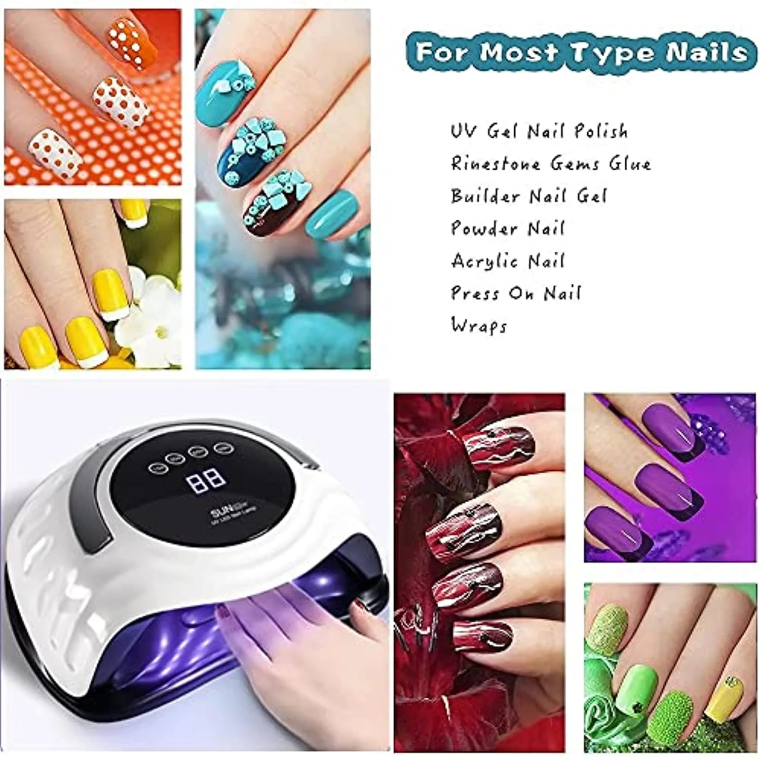 Wandering clouds UV LED Nail Lamp—168w High Power Gel Nail Dryer, Nail Art Curing Lamp Dual Light Source Gel Nail Uv Lamp with 36 Beads, Infrared Sensor Gel Nail Polish Curing Gel Nail Polish (White)
