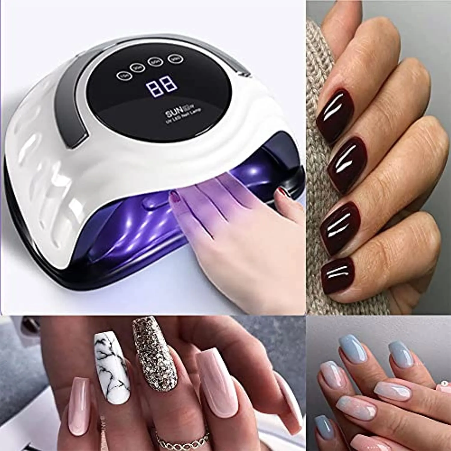 Wandering clouds UV LED Nail Lamp—168w High Power Gel Nail Dryer, Nail Art Curing Lamp Dual Light Source Gel Nail Uv Lamp with 36 Beads, Infrared Sensor Gel Nail Polish Curing Gel Nail Polish (White)