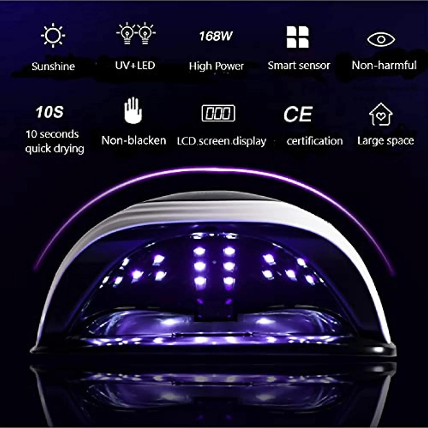Wandering clouds UV LED Nail Lamp—168w High Power Gel Nail Dryer, Nail Art Curing Lamp Dual Light Source Gel Nail Uv Lamp with 36 Beads, Infrared Sensor Gel Nail Polish Curing Gel Nail Polish (White)