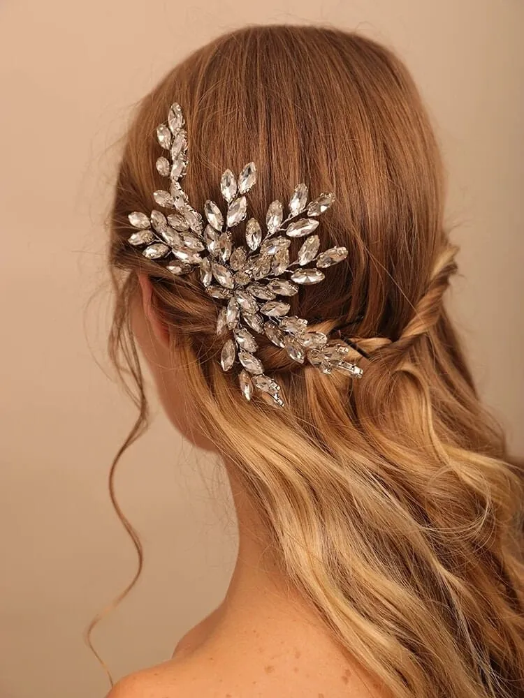 Wedding Rhinestone Hair Comb, Bridal Crystal Gem Hairpiece, Bride Crystal Hairpin Hair Comb