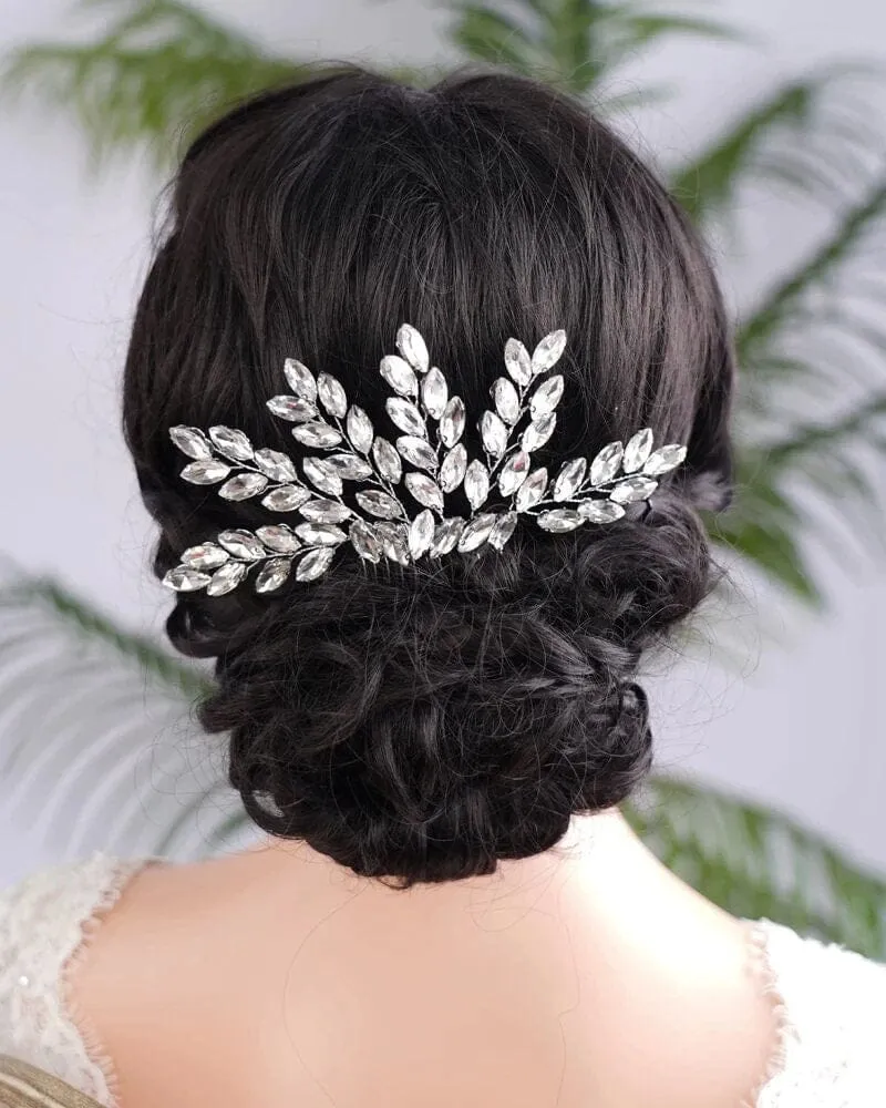 Wedding Rhinestone Hair Comb, Bridal Crystal Gem Hairpiece, Bride Crystal Hairpin Hair Comb