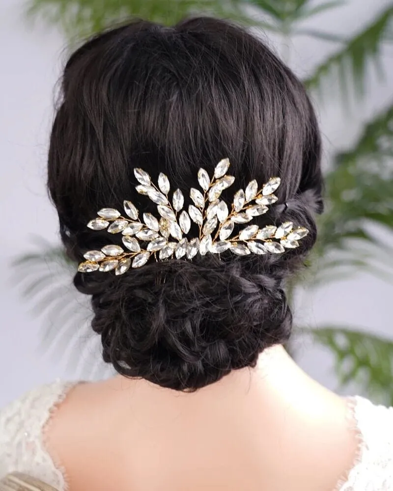 Wedding Rhinestone Hair Comb, Bridal Crystal Gem Hairpiece, Bride Crystal Hairpin Hair Comb
