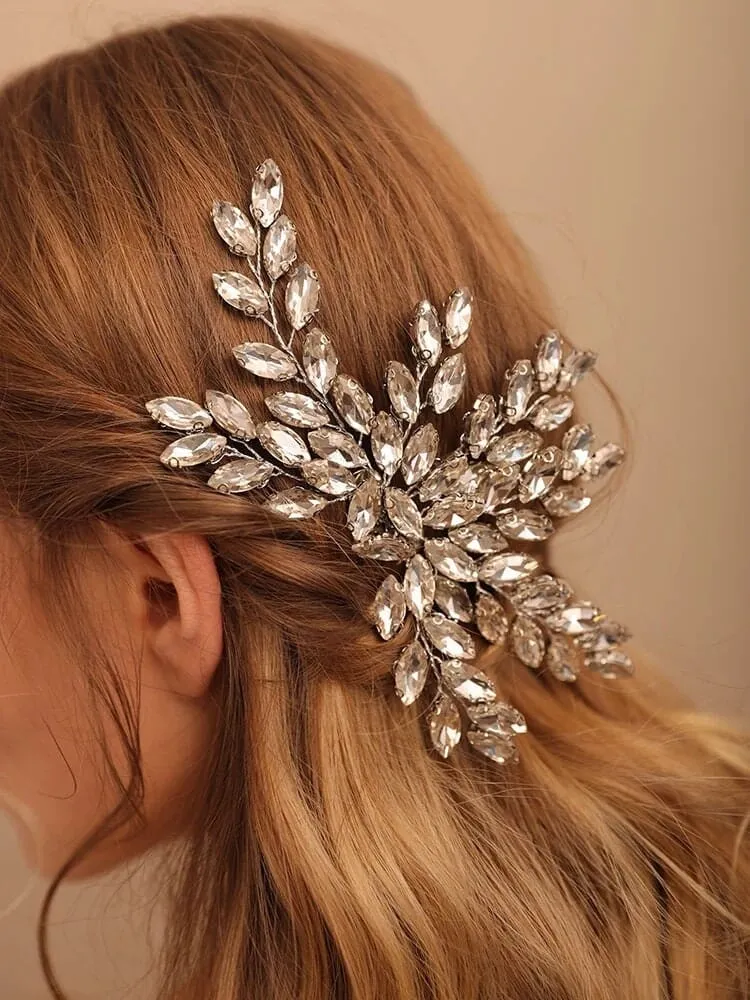 Wedding Rhinestone Hair Comb, Bridal Crystal Gem Hairpiece, Bride Crystal Hairpin Hair Comb