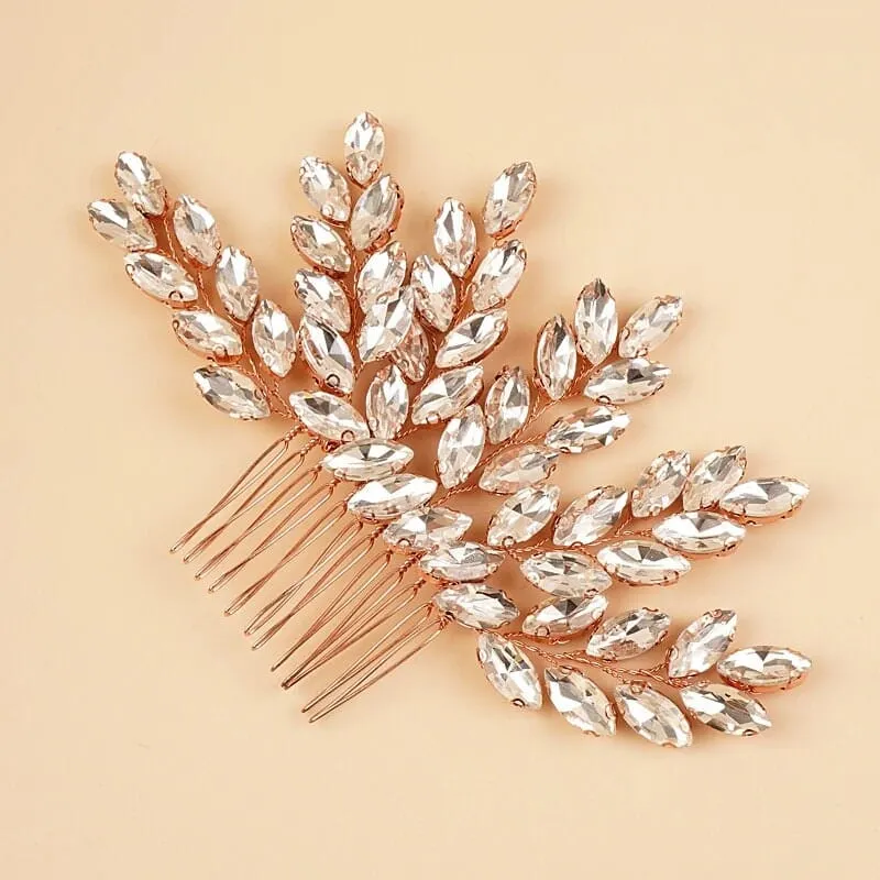Wedding Rhinestone Hair Comb, Bridal Crystal Gem Hairpiece, Bride Crystal Hairpin Hair Comb
