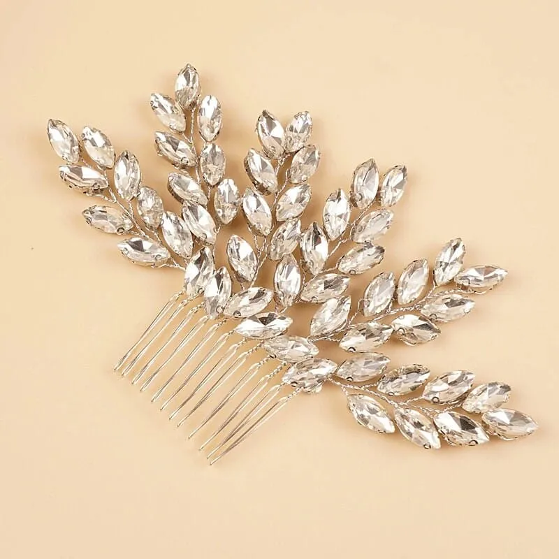 Wedding Rhinestone Hair Comb, Bridal Crystal Gem Hairpiece, Bride Crystal Hairpin Hair Comb
