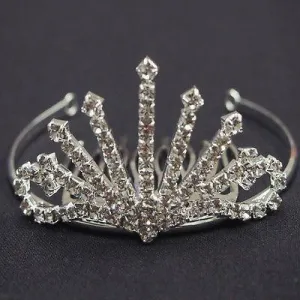 Wedding Rhinestone Tiara Comb Hairpiece, 1-1/2-inch, Rising Glory