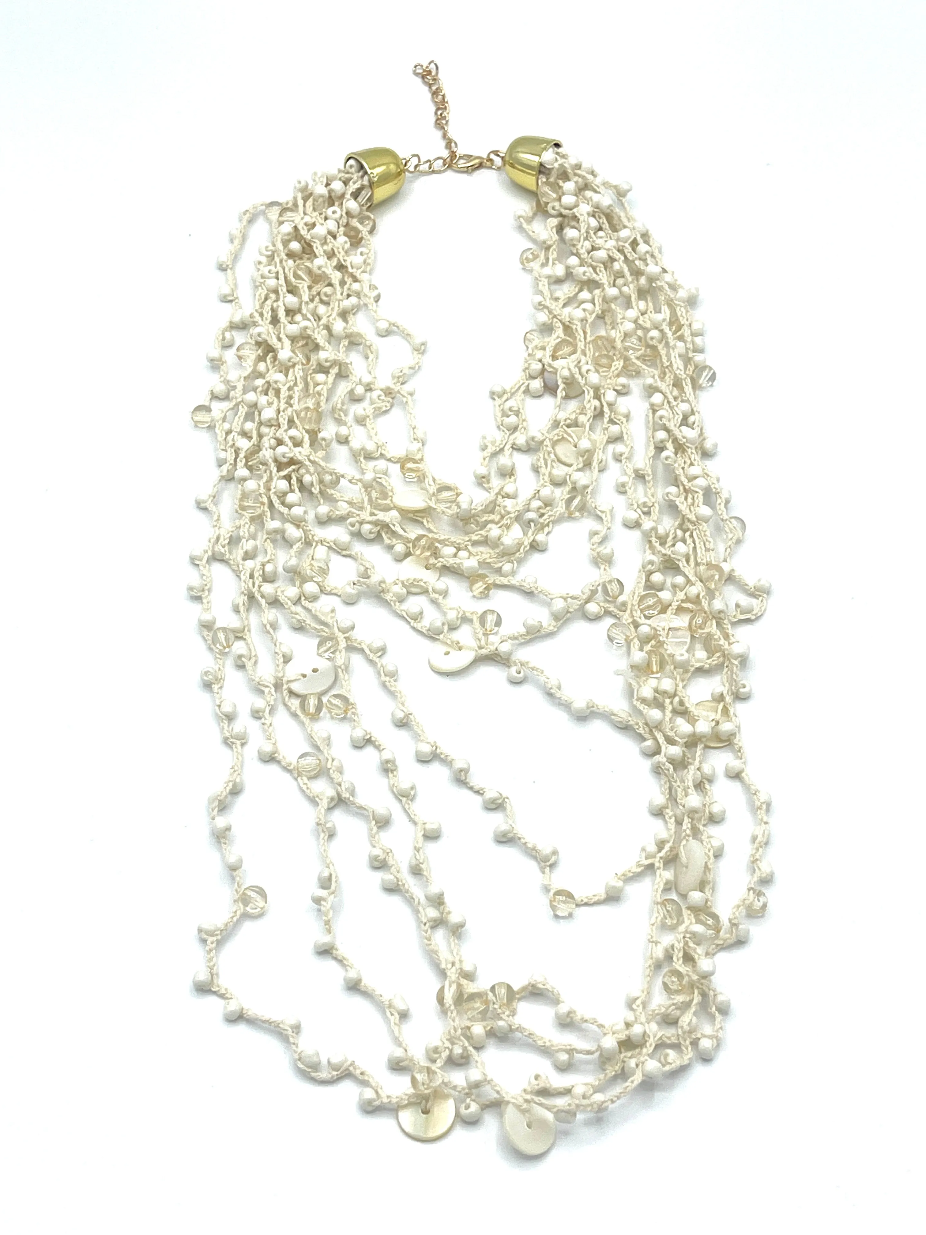 White Layered Rhinestone Necklace