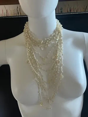 White Layered Rhinestone Necklace