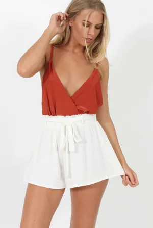 White Tie Front Shorts - Nikita