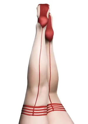 Whitney -Red Back Seam Thigh High - Size C - Nude
