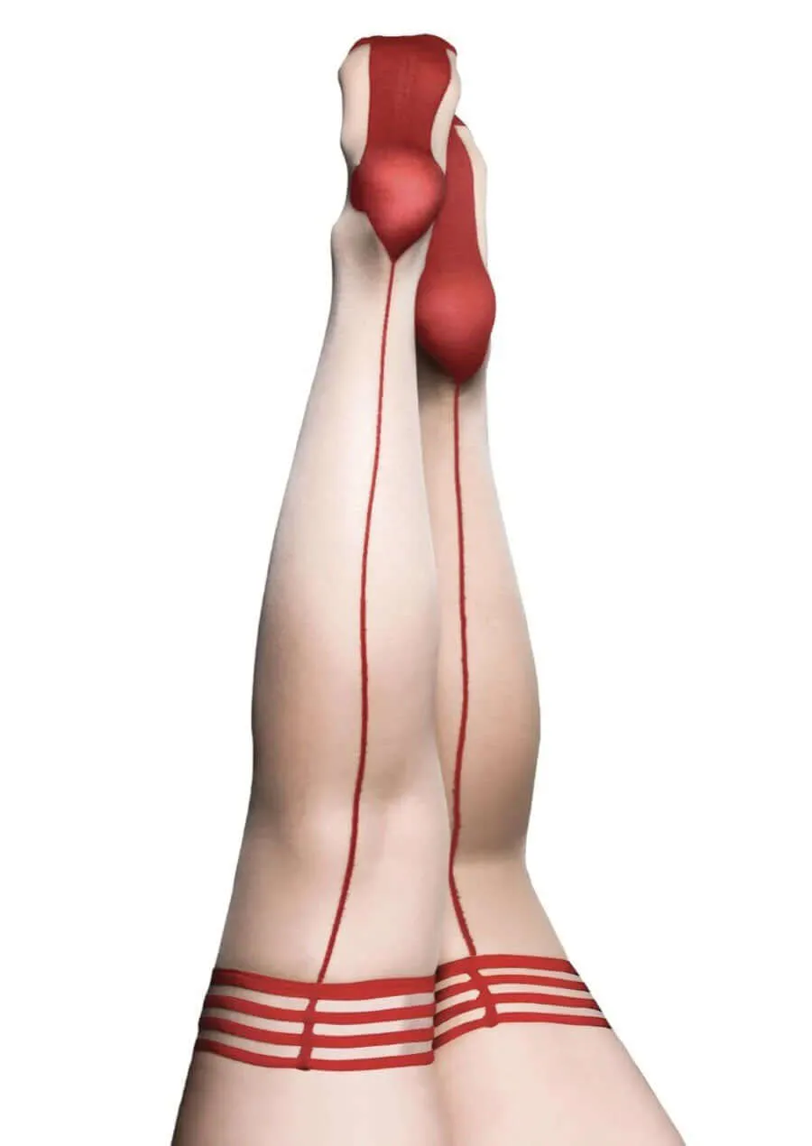 Whitney -Red Back Seam Thigh High - Size C - Nude
