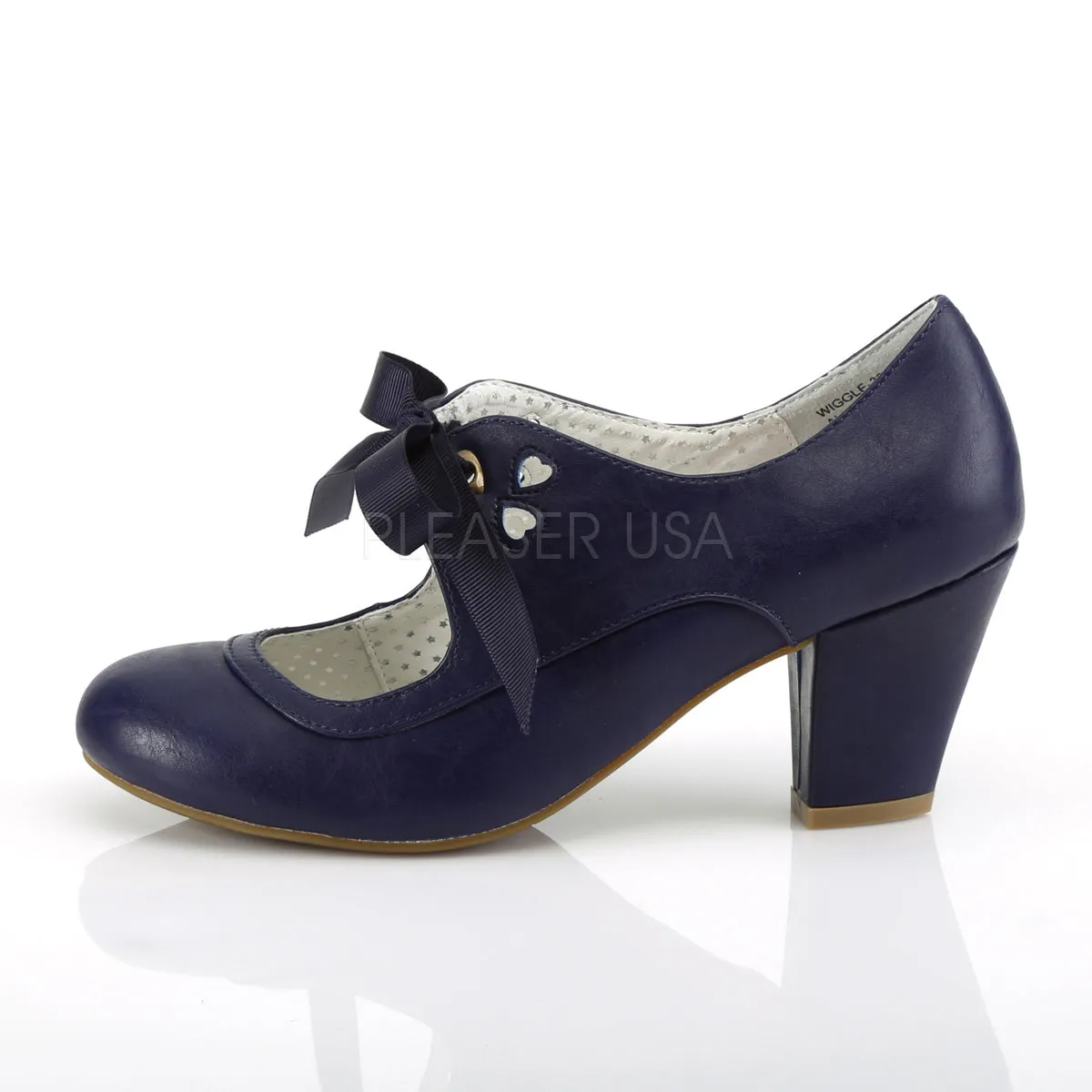 WIGGLE-32  Navy Blue Faux Leather