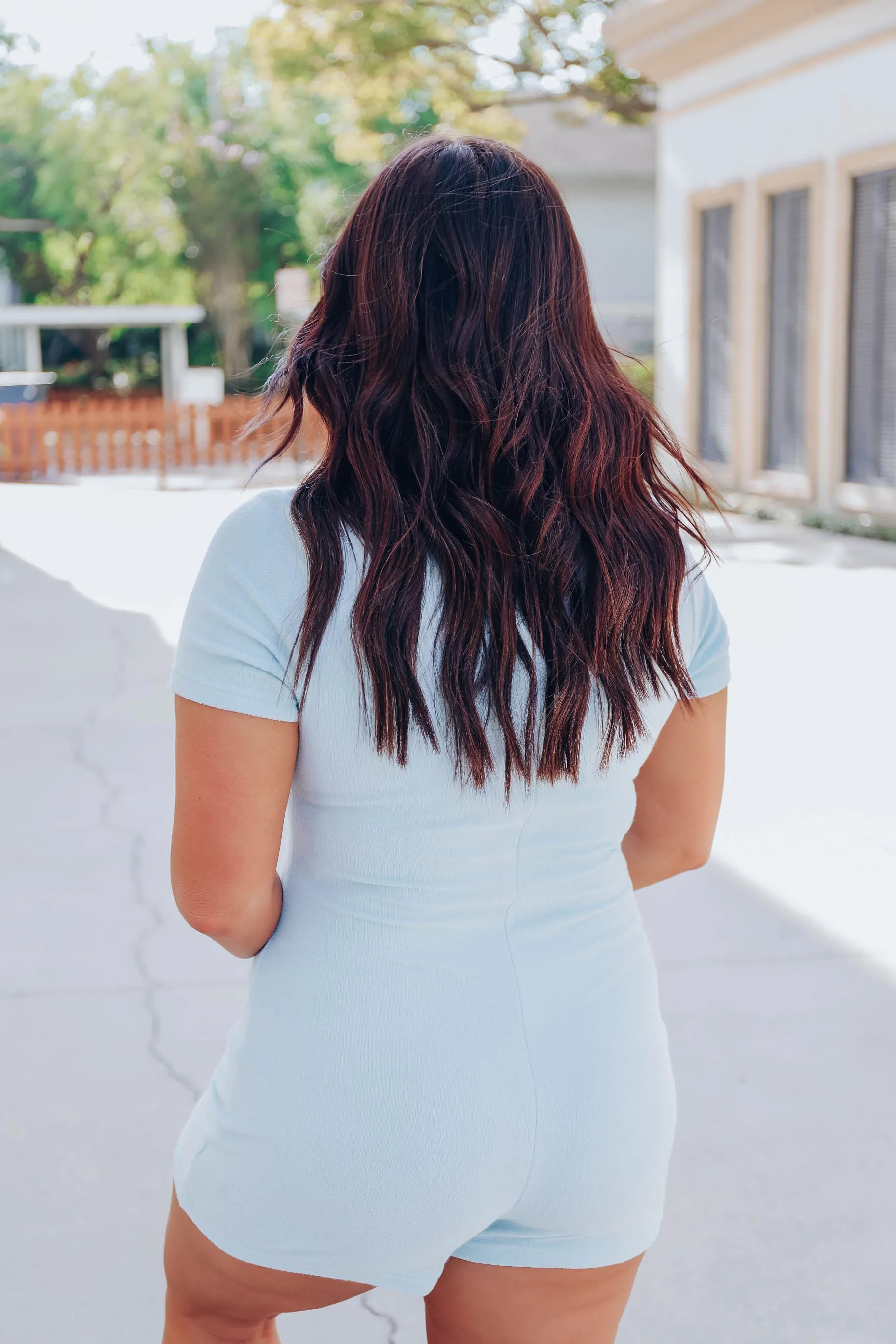 Wind Down French Terry Romper - Blue