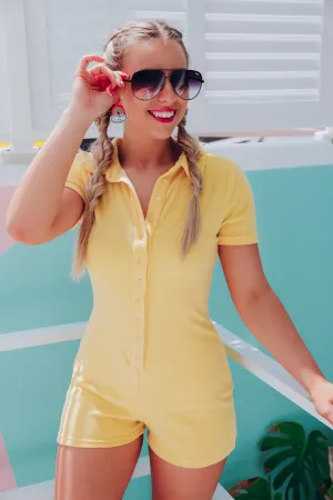 Wind Down French Terry Romper - Yellow