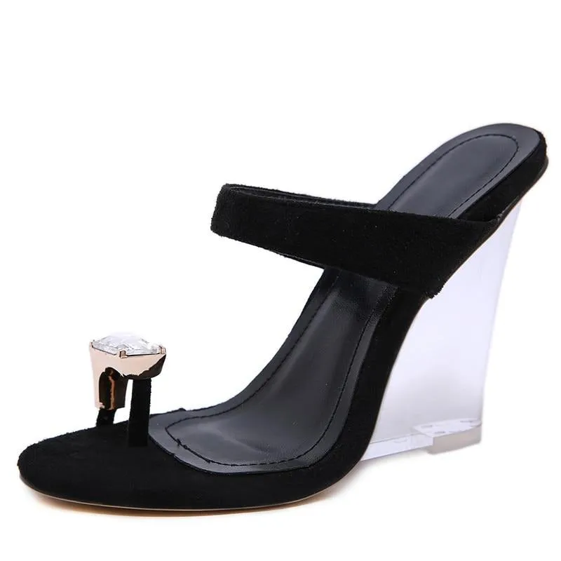 Woman Sandals PVC Crystal Wedges Heel Transparent Women Sexy Clear High Heels Summer Sandals Pumps Shoes Size 41