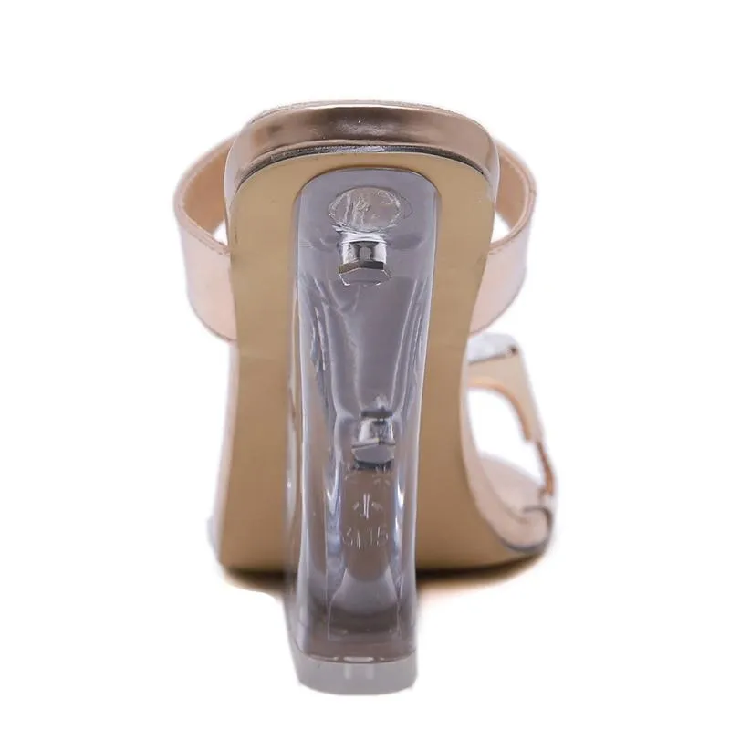 Woman Sandals PVC Crystal Wedges Heel Transparent Women Sexy Clear High Heels Summer Sandals Pumps Shoes Size 41