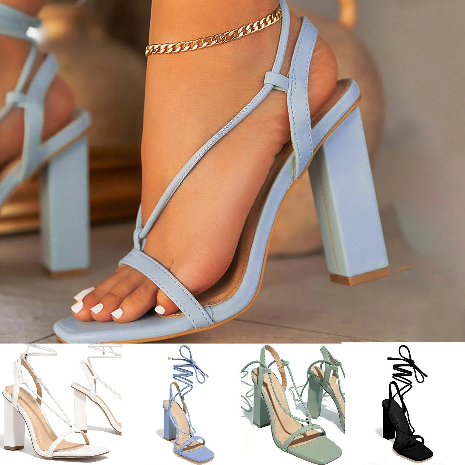 Women Fashion Open Toe Ankle Strap Shoes Wedge Heels