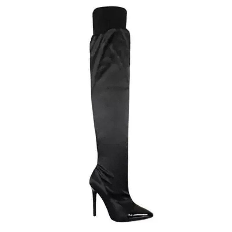 Women Pointed Toe Patchwork Sexy High Heels boots