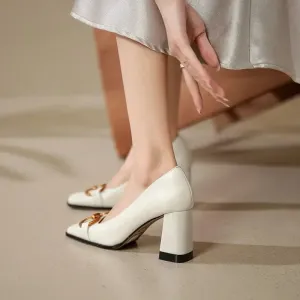 Women Retro Leather Platform Pumps
