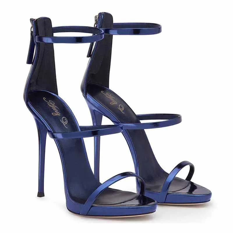 Womens Ankle Strap Stiletto Open Toe Sandals Sexy Triple Strappy High Heels