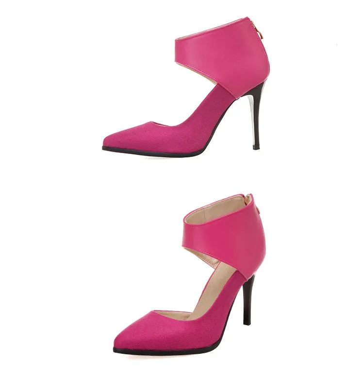 Women's Pointed Toe Zip High Heel Stiletto Sandals