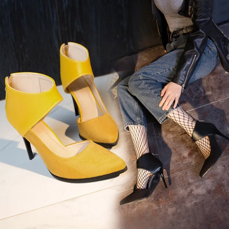 Women's Pointed Toe Zip High Heel Stiletto Sandals
